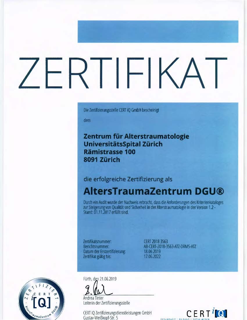 Zertifikat Alterstraumatologie 