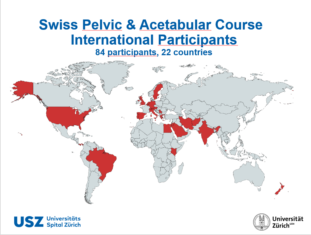 Weltkarte Teilnehmer Swiss Pelvic& Acetabular Course