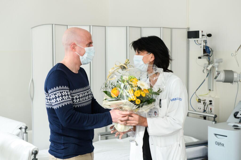 bouquet of flowers for first patient