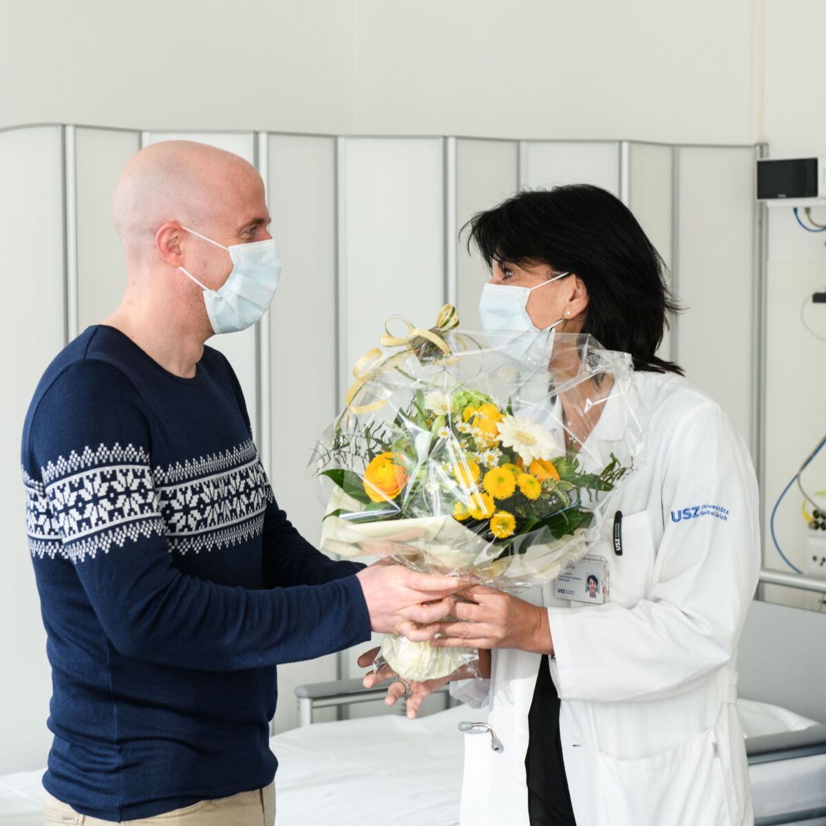 bouquet of flowers for first patient