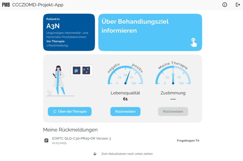 Screenshot Patienten-App OMD-Projekt