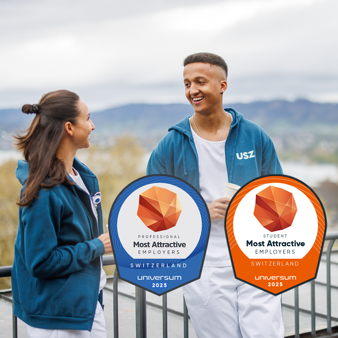 Zwei Mitarbeitende vom USZ und Logos Universum Ranking