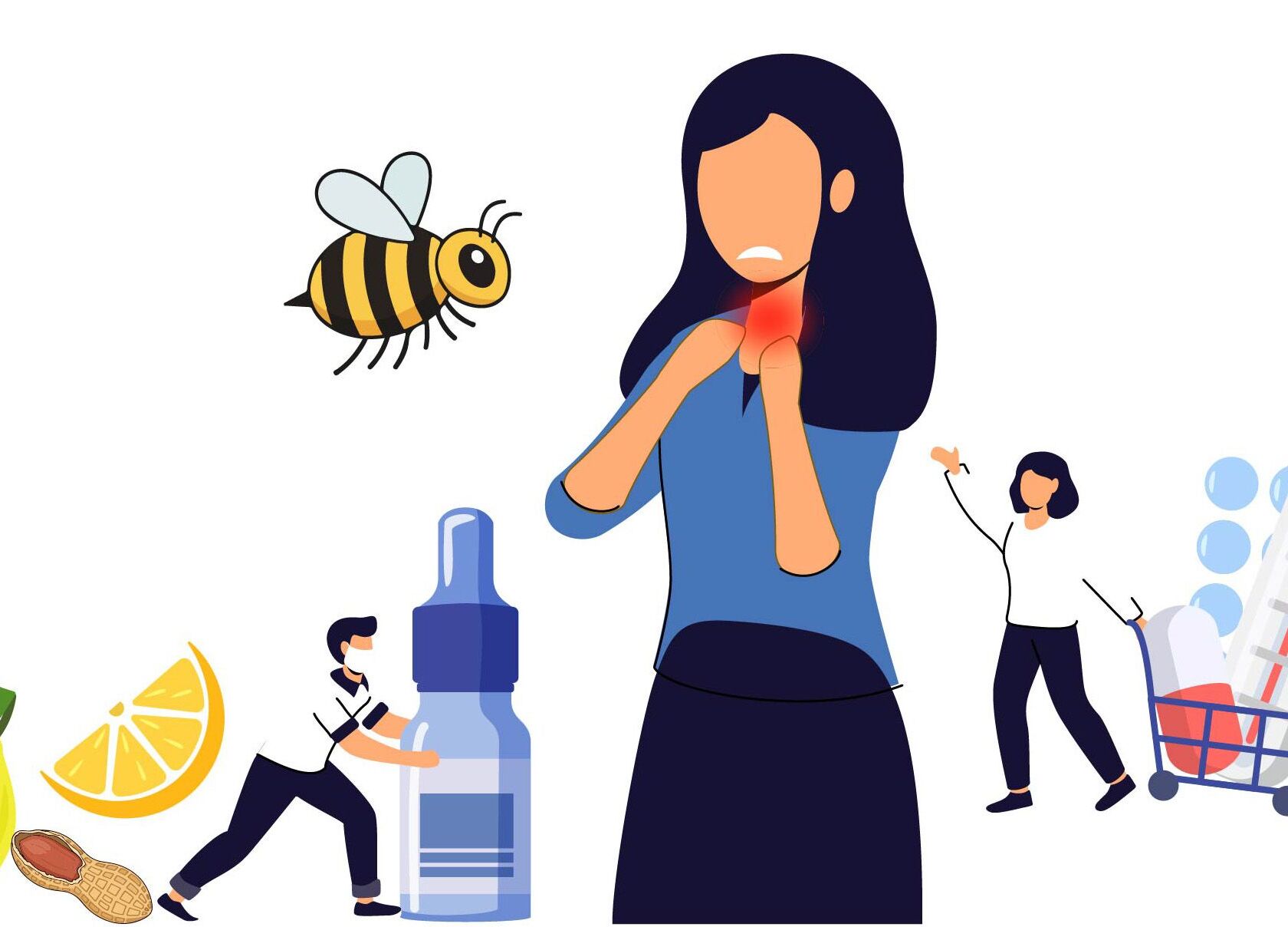 Illustration Frau mit allergischer Reaktion